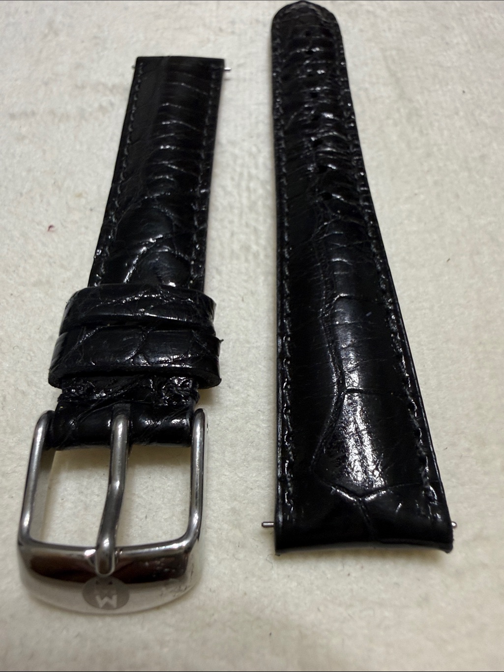 Michele Black Leather Alligator Watch Strap 16mm